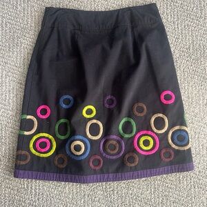 Boden Black Skirt with Vibrant Circle Design